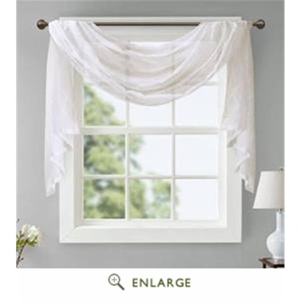 Madison Park MP40-4934 50 x 144 in. Irina Diamond Sheer Embroidered Window Scarf; White MP40-4934 - main